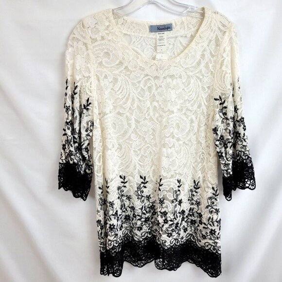 Moonlight Y&S Fashion S Small Tunic Top Black White Champagne Lagenlook Unlined - Picture 1 of 4